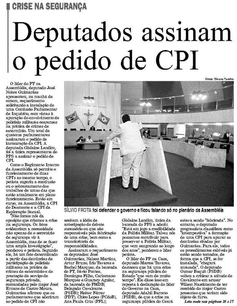 Fac símile do jornal Diário do Nordeste