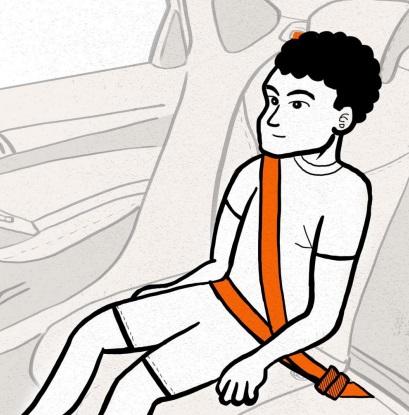 O cinto de segurança sem assento de elevação é indicado para crianças entre 7 anos e meio e 10 anos de idade ou que tenham altura superior a 1,45 metro.