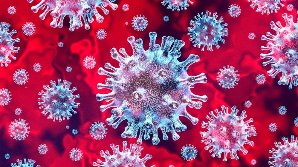 A imagem mostra a representação do coronavírus.