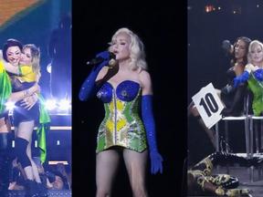 Cantora usou look inspirado nas cores da bandeira do Brasil, Pabllo e Anitta participaram de diferentes momentos de shows