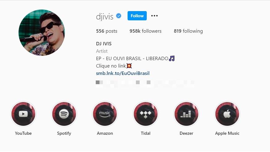 Print do perfil do instagram de DJ Ivis