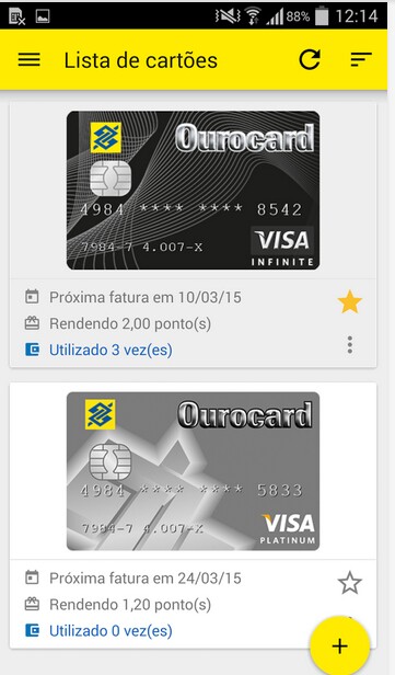 Você pode inserir seus cartões na carteira virtual criada pelo aplicativo