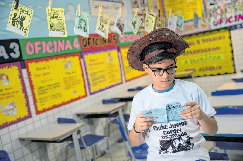 João Gabriel, 11 anos,é um dos alunos apaixonados pela linguagem do cordel