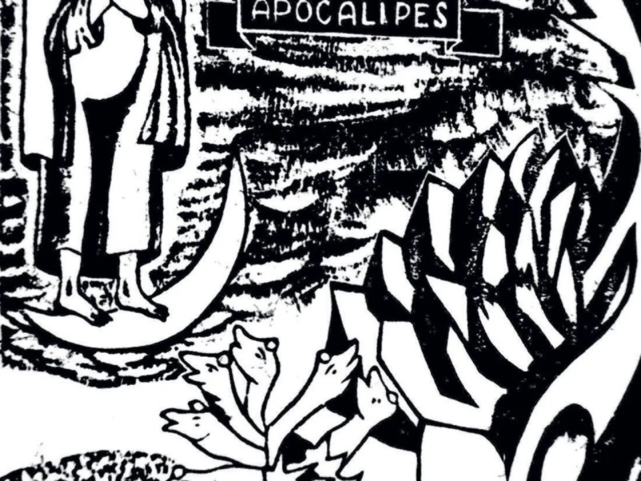 Acima, xilogravura 