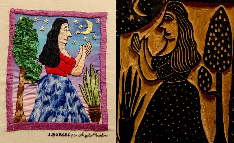 Imagem da notícia Histórias de pessoas em tratamento oncológico são retratadas em xilogravuras e bordados
