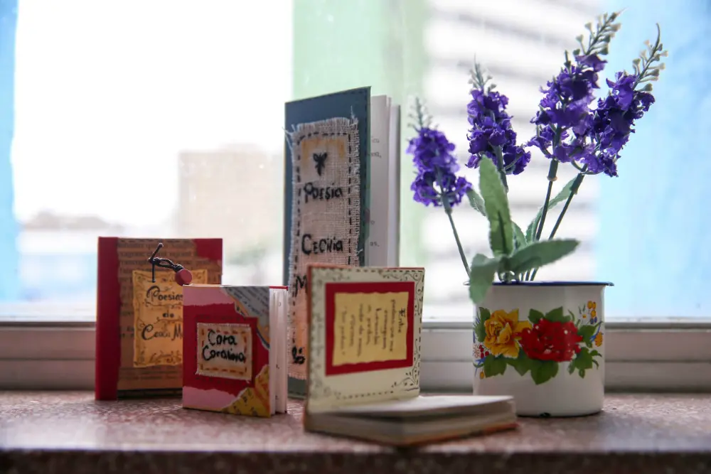 Imagem da notícia Livros bordados atraem olhares para a prática da leitura na Associação Cearense de Imprensa