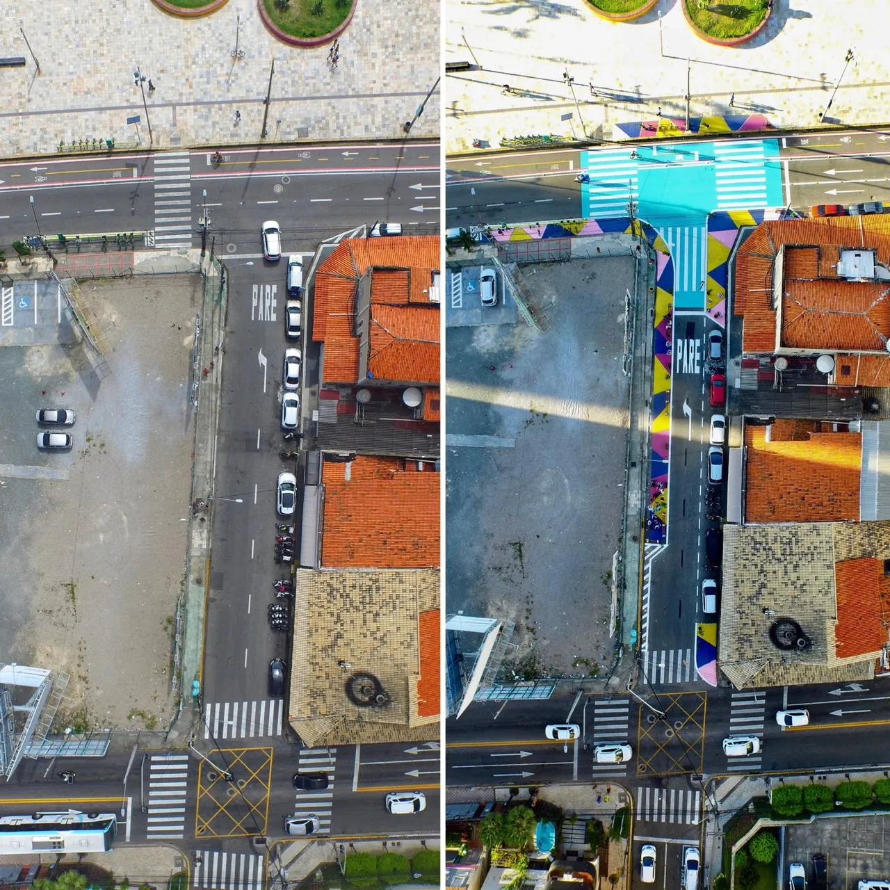 Rua João Cordeiro antes e depois da intervenção