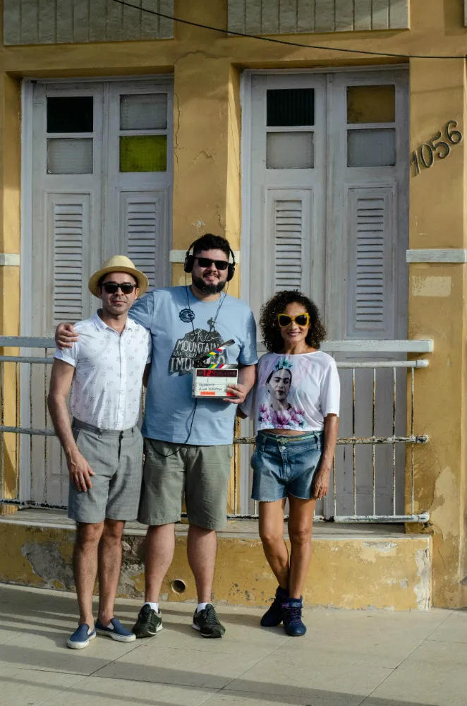 Fauller, Allan Deberton e Wilemara Barros no set de 