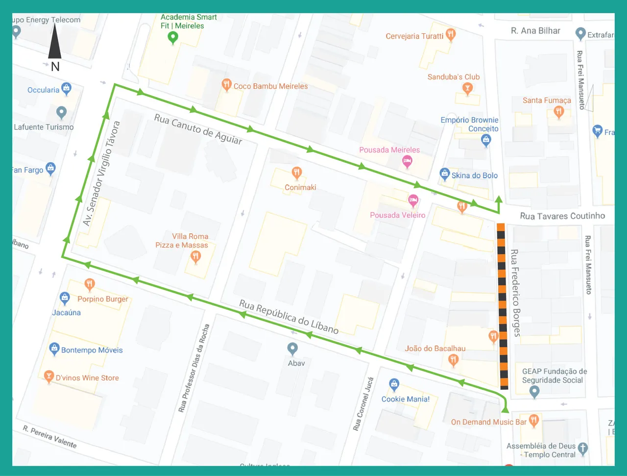 A Autarquia Municipal de Trânsito (AMC) divulgou uma rota alternativa para motoristas durante o bloqueio da Rua Frederico Borges, no Bairro Varjota