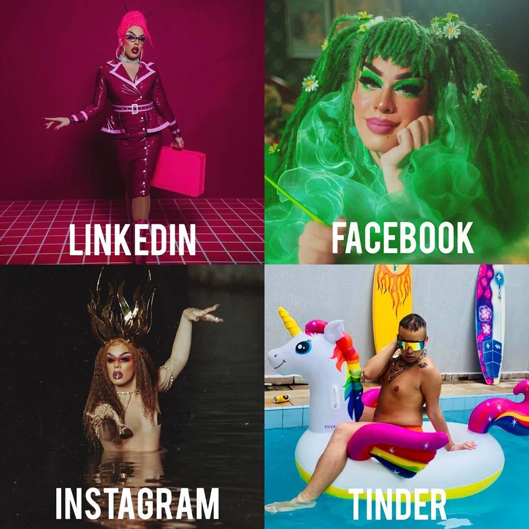 Cantora Glória Groove exibiu suas facetas na montagem das redes sociais