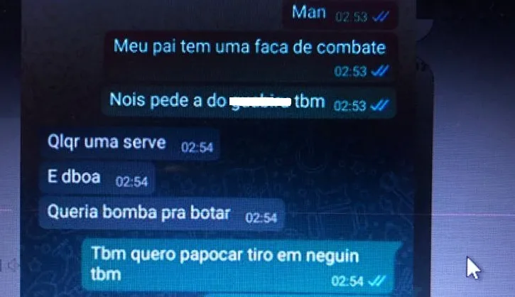 Prints de conversas estão com o Ministério Público