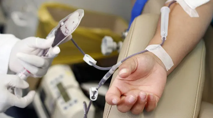 Fotografia de pessoa doando sangue