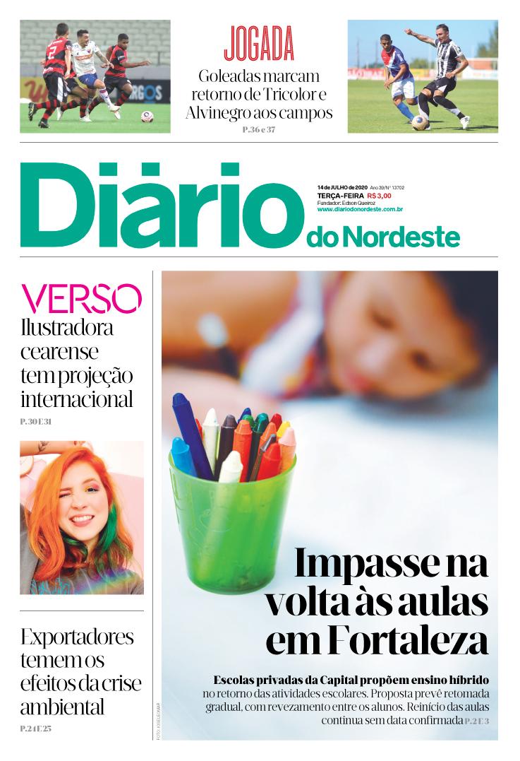 Capa do Diário do Nordeste de 14 de julho