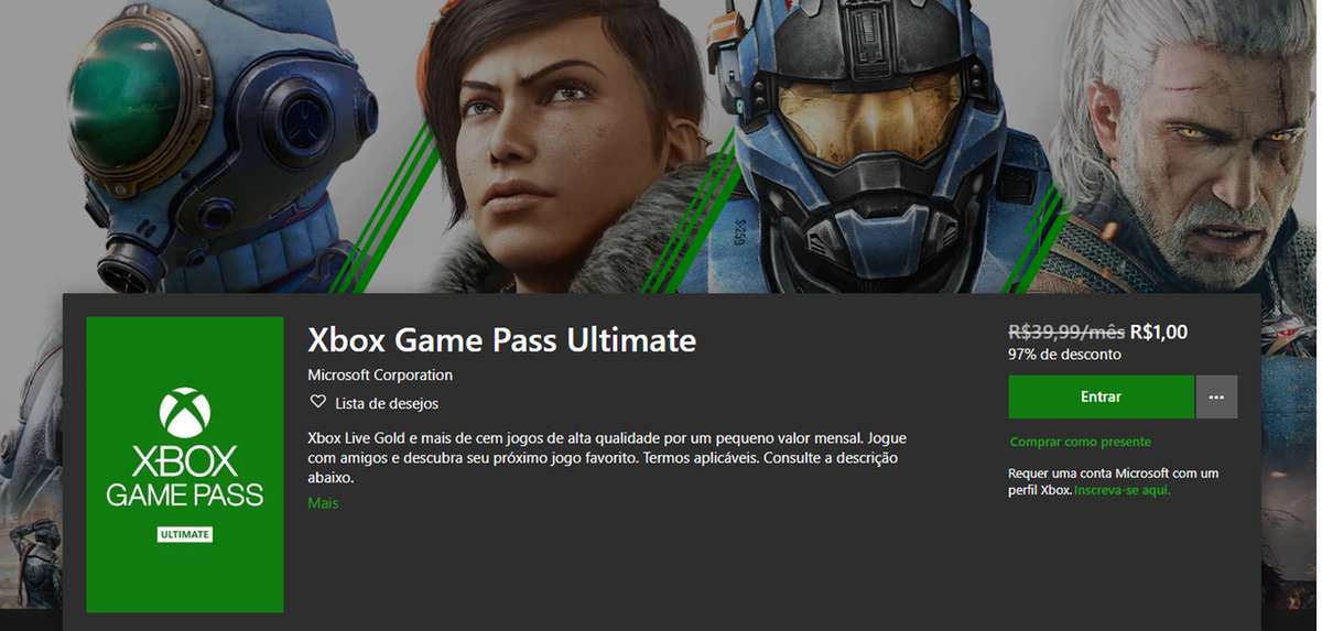 Xbox Game Pass custa R$ 1 por 3 meses em promoção