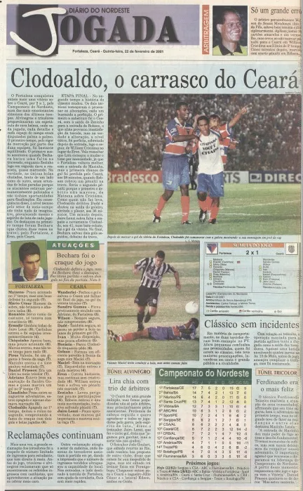 Matéria do Caderno Jogada do Diário de Nordeste de 2001
