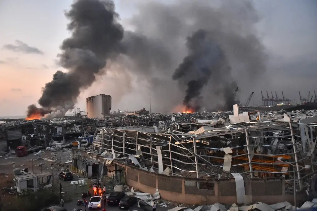 fotografia dos estragos em Beirute