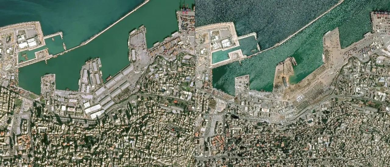 Imagens da zona portuária de Beirute mostram antes e depois das explosões