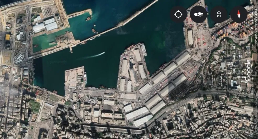 Região portuária de Beirute antes das explosões