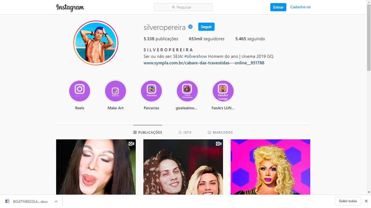 Silvero Pereira é um dos artistas em destaque no Instagram