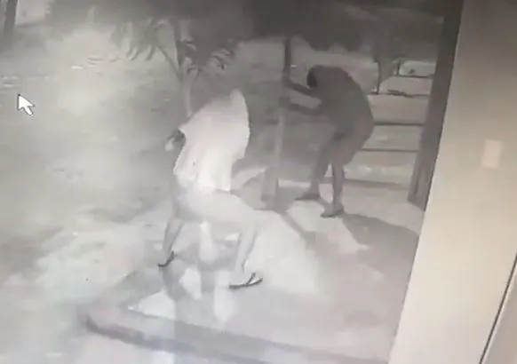 Homens são flagrados removendo plantas avaliadas em R$ 250 da frente de casa na Sapiranga