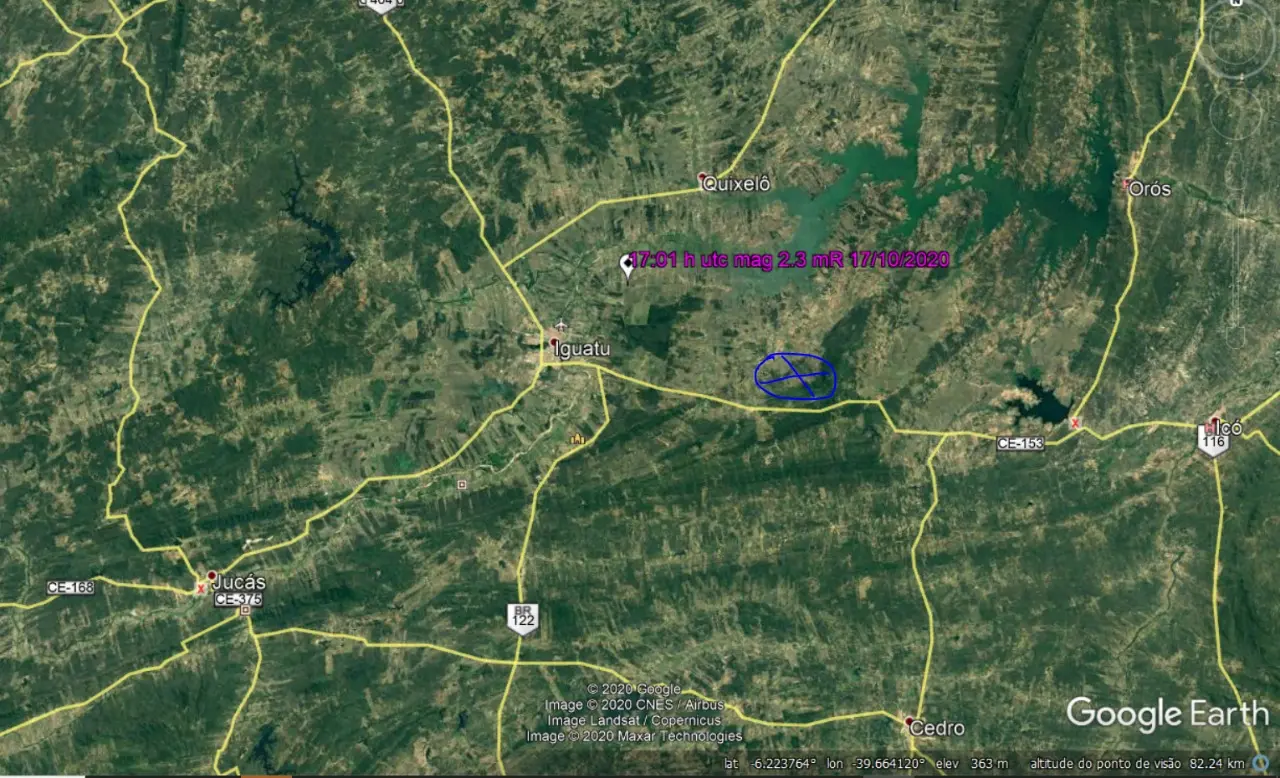 Até o momento, não há relato de moradores que sentiram o tremor
