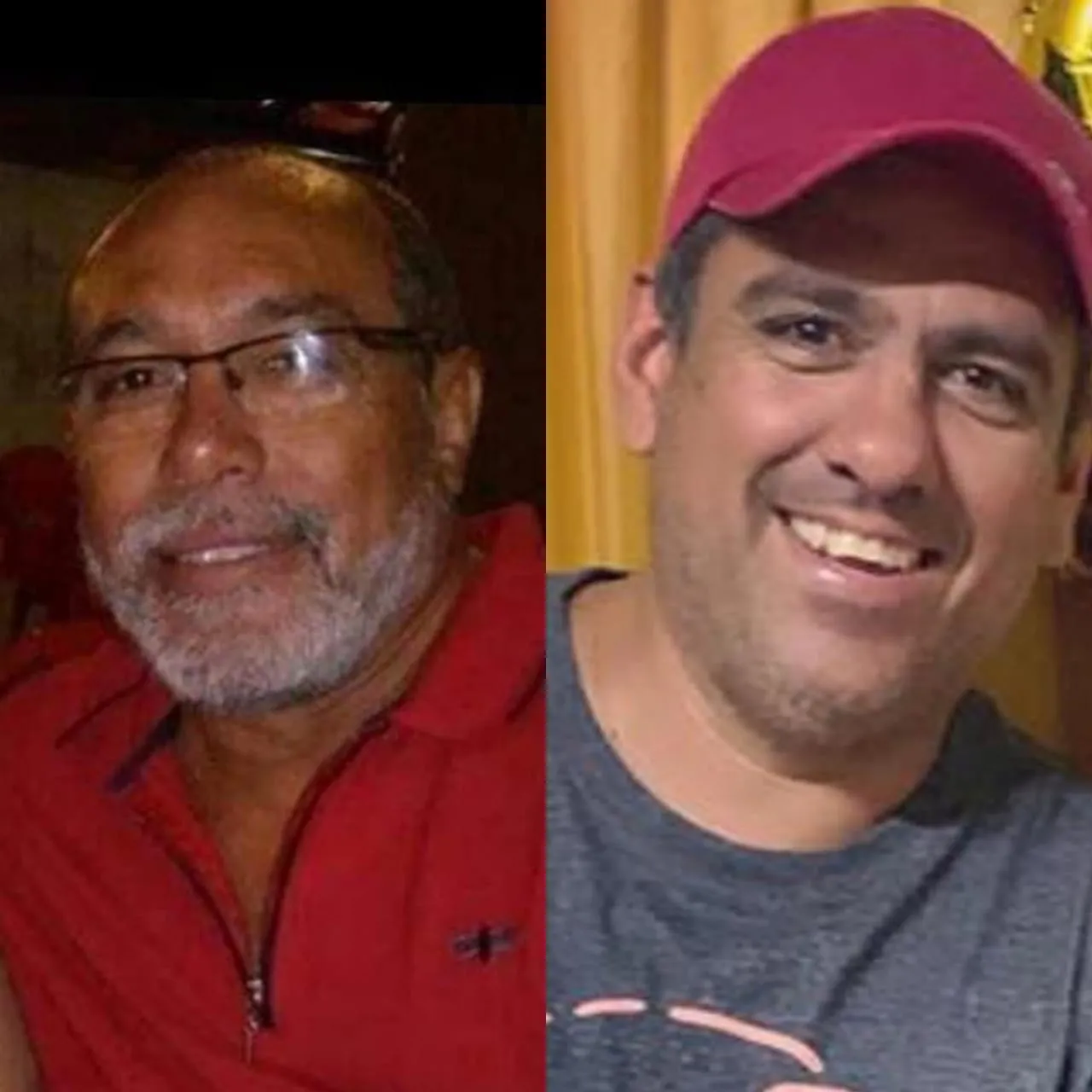 Sargento da PM Juscelino Araújo Chaves (à esquerda) e o empresário Daniel Cortez (à direita) estavam em um veículo quando foram abordado pelos atiradores e mortos em Maranguape.