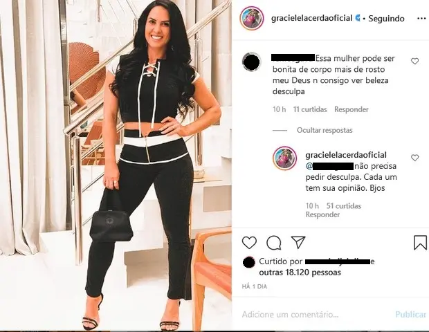 Mensagens ofensiva publicada neste domingo na rede social da jornalista