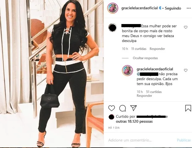 Mensagens ofensiva publicada neste domingo na rede social da jornalista