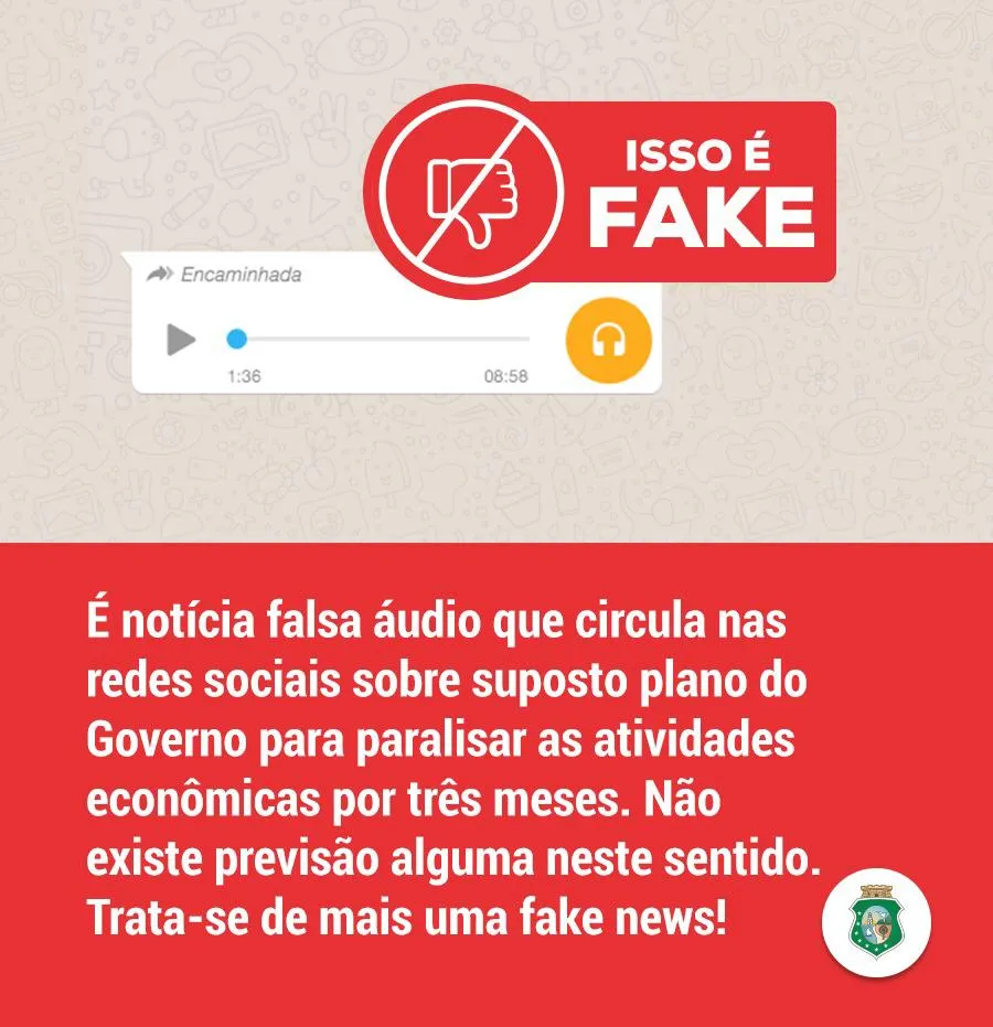 Governo comunica que áudio que estava circulando pelas redes sociais é falso