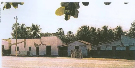 Casas destruídas em Chorozinho devido ao terremoto, em 1980