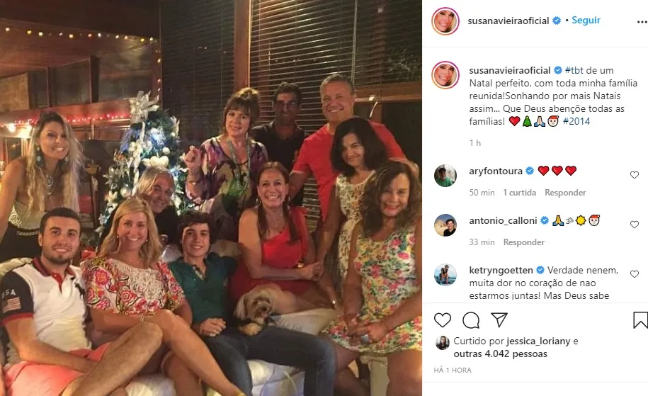 Suzana Vieira publicou uma foto antiga para lembrar de quando podia reunir toda a família no Natal