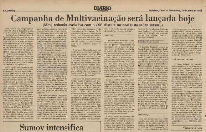Facsímilie do Diário do Nordeste em 1984
