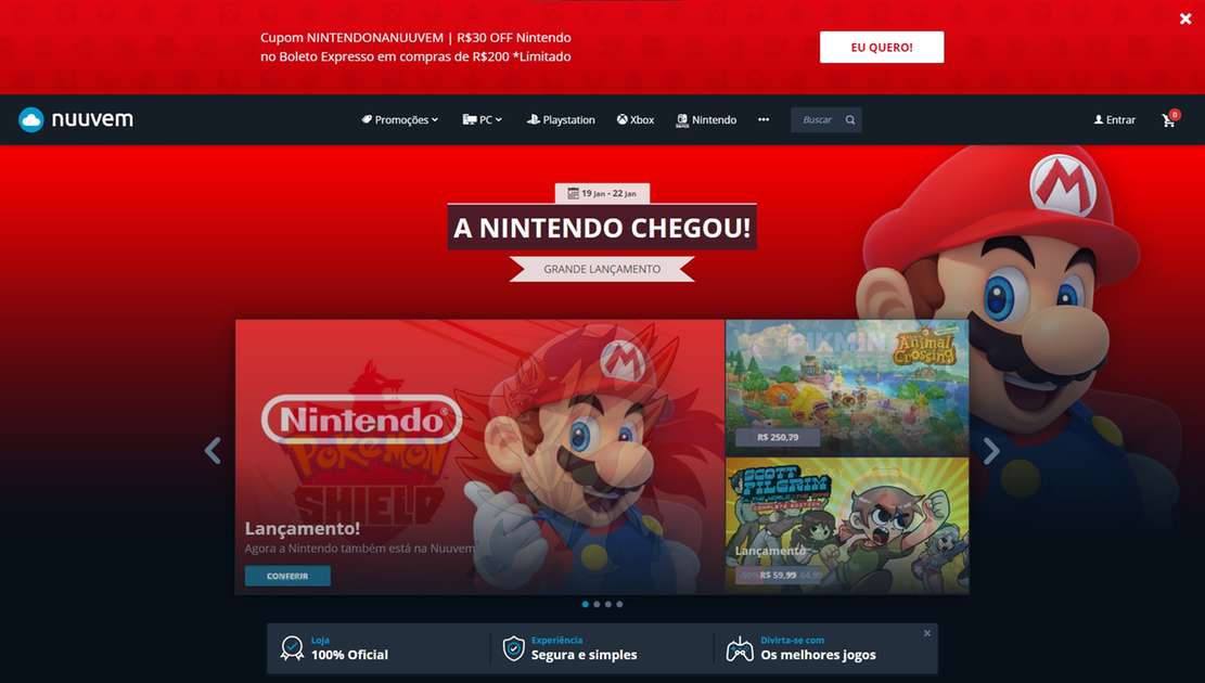 Parceria entre loja de jogos brasileira e Nintendo facilita compra