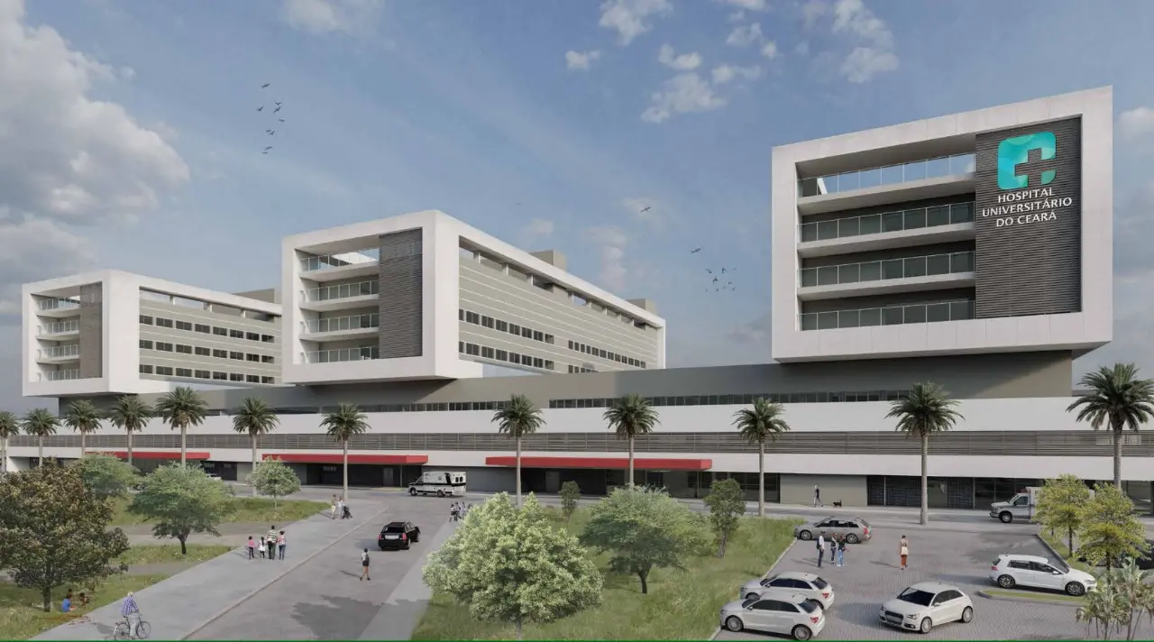 Maquete que mostra os blocos do Hospital Universitário da Uece