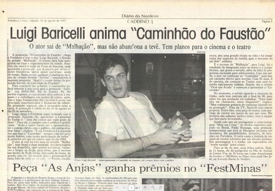 Luigi Baricelli foi um dos atores que vieram ao Ceará apresentação o sorteio do Caminhão do Faustão