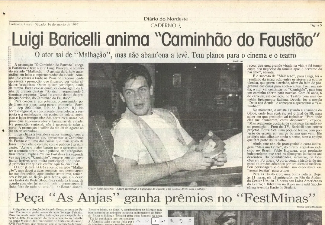 Luigi Baricelli foi um dos atores que vieram ao Ceará apresentação o sorteio do Caminhão do Faustão