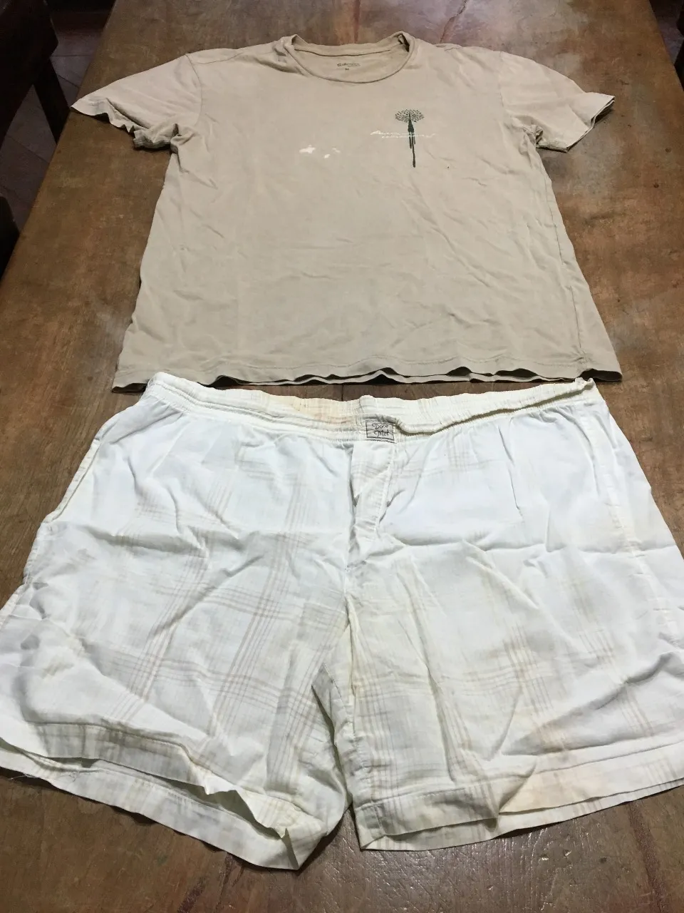 Pijama usado pelo cearense em uma das casas que ficou abrigado em Santa Cruz do Sul