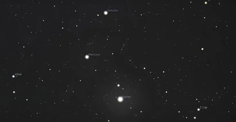 A partir do dia 12 de fevereiro, o planeta Mercúrio deve desenhar diferentes triângulos ao lado de Saturno e Júpiter
