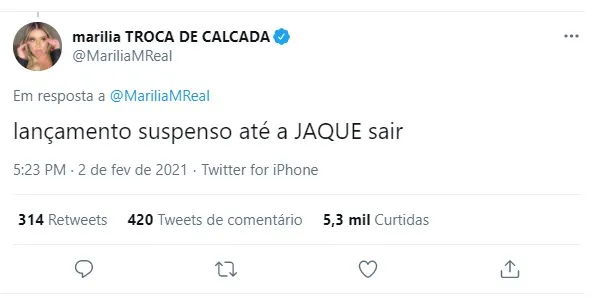 Tweet contra Karol Conká ganhou mais de cinco mil curtidas