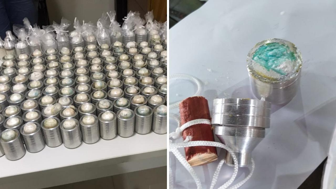 Esta imagem mostra prumos recheados de cocaína apreendidos no aeroporto de Fortaleza pela Polícia Federal