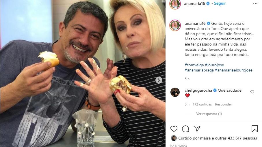 Ana Maria Braga e Tom Veiga em uma publicação no instagram