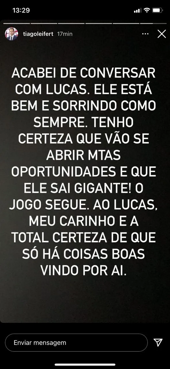 A apresentador compartilhou o comentário no Instagram