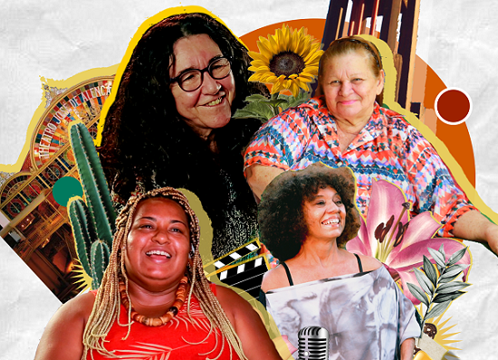 Herê Aquino,  Hiramisa Serra (atriz),  Kelly Enne Saldanha e Marta Aurélia. Diferentes vivências e perspectivas refletem passado e presente das mulheres no teatro cearense