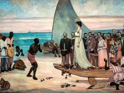 Óleo sobre tela “Abolição dos Escravos no Ceará”, do artista plástico cearense Raimundo Cela (1890-1945)