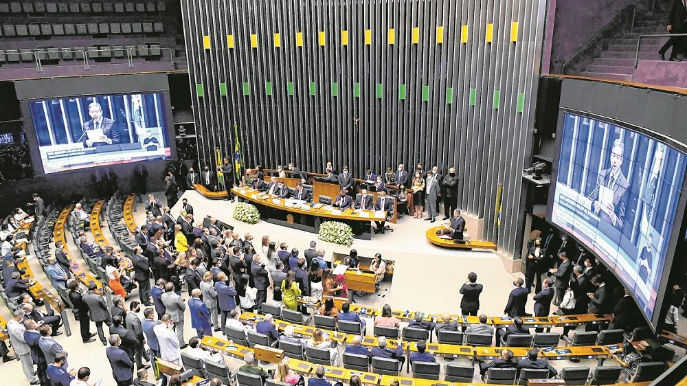 Início dos trabalhos no Congresso Nacional em 2021, com a presença do presidente Jair Bolsonaro