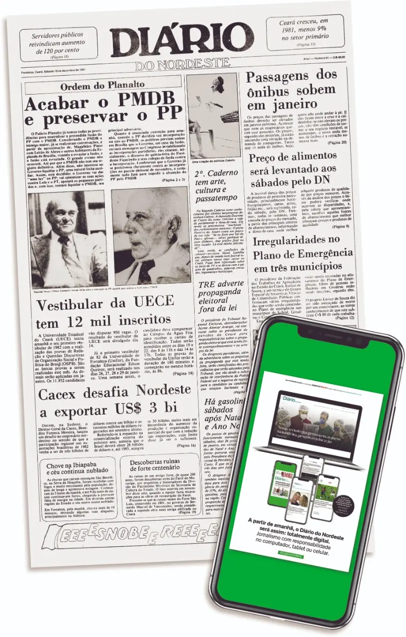 Primeira e penúltima capas do Diário do Nordeste