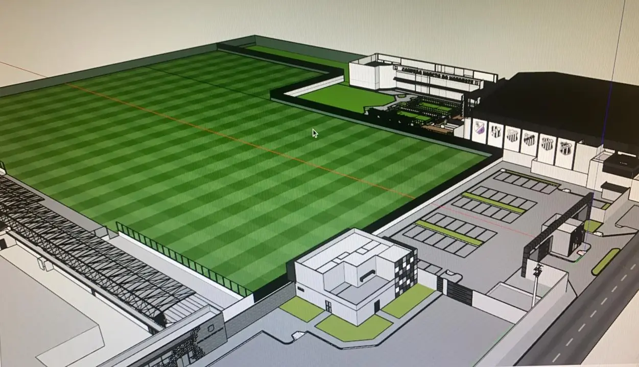 Imagem do desenho arquitetônico da sede do Ceará em Porangabuçu