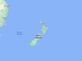 Esta é a imagem do mapa da Nova Zelândia feito pelo Google Maps