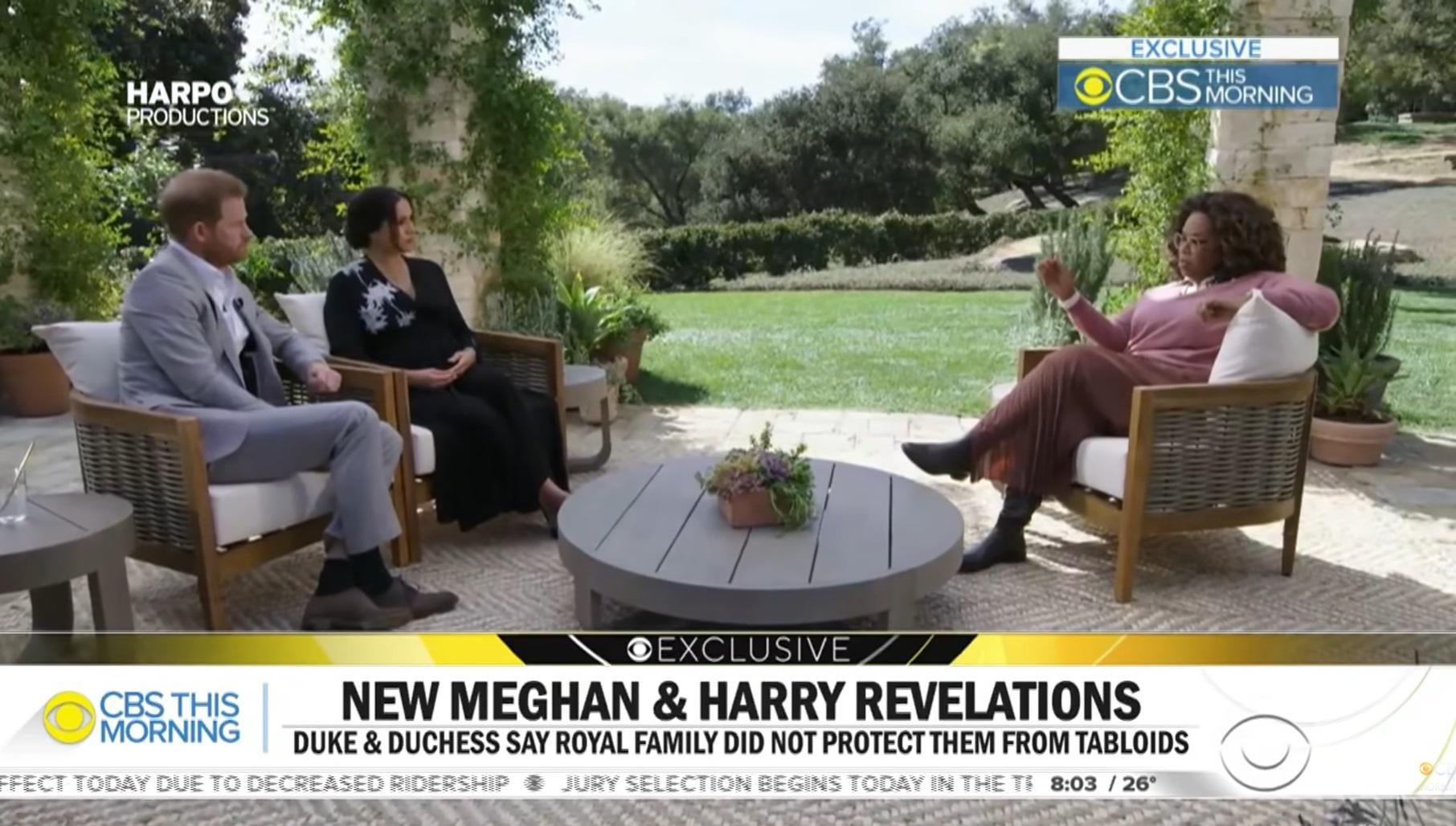 Entrevista de Oprah com Harry e Meghan Markle durou cerca de duas horas