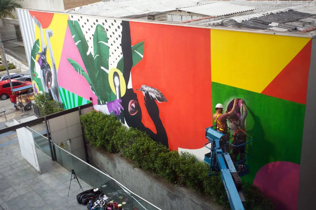 Mural Natureza Hipotecada no Sesc Pinheiros.